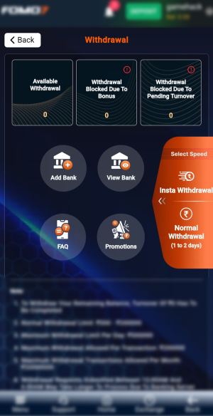 Withdrawing winnings with steps after playing Aviator on FOMO7