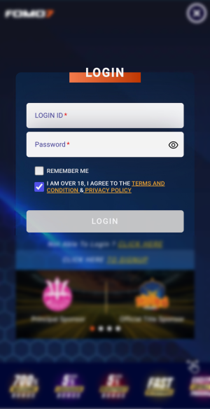 Login page coming after the registration on a secure gaming platform to play aviator