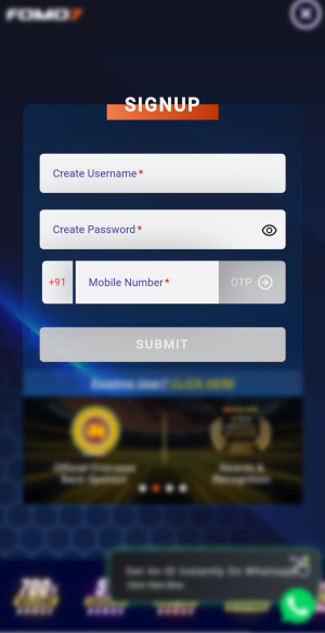 Register page on FOMO7 Official to play Aviator Game