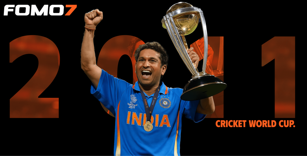 Sachin Tendulkar celebrating during the 2011 Cricket World Cup